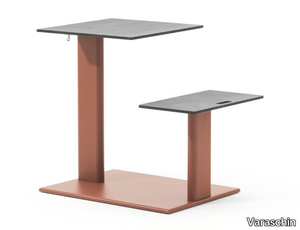 PLINTO SIT&EAT - Garden table with integrated seat in aluminum and hpl _ Varaschin