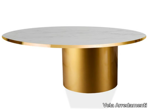 IKAR 50 - Round iron coffee table with marble top _ Vela Arredamenti