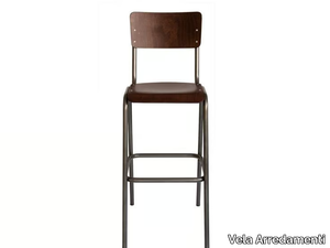 OXFORD - High wooden stool with back _ Vela Arredamenti