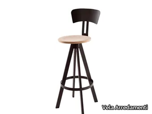 WEST - Wooden barstool with back _ Vela Arredamenti