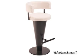 ICE - Upholstered steel and wood barstool with armrests _ Vela Arredamenti