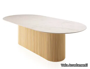 IKARO WOOD - Oval wooden dining table _ Vela Arredamenti