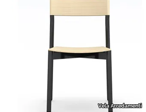 NAVIA - Stackable open back iron and wooden chair _ Vela Arredamenti