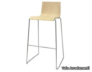 BARON - Wooden stool with footrest with back _ Vela Arredamenti