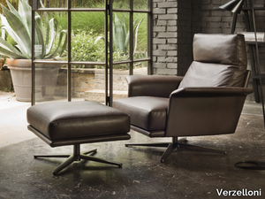 NILSON - Leather armchair with armrests with 4-spoke base _ Verzelloni