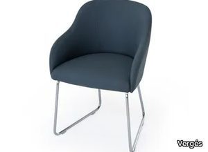 CISTELL CURVE - Sled base upholstered fabric chair with armrests _ Vergés