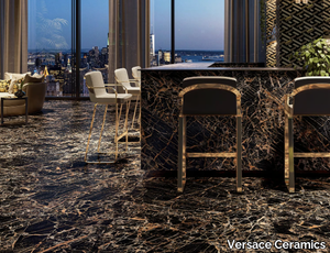 BLACK & GOLD - Porcelain stoneware wall/floor tiles with marble effect _ Versace Ceramics