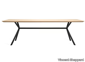 ELIAS - Rectangular oak dining table and steel base _ Vincent Sheppard