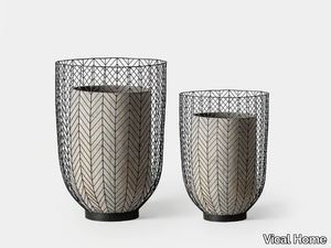 PLISSÉ METAL - Cement and iron vase set _ Vical Home