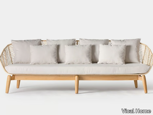 PLISSÉ RATTAN - Rattan and mahogany sofa _ Vical Home