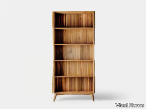 PLISSÉ WOOD - Open mango and marble bookcase _ Vical Home