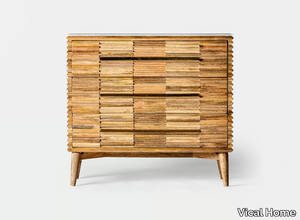 PLISSÉ WOOD - Mango and marble chest of drawers _ Vical Home