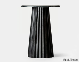 PLISSÉ WOOD - Round mango and marmble high side table _ Vical Home