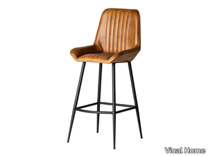 MORTON - Leather barstool with footrest _ Vical Home