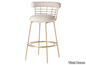 TRESIVIO - Upholstered brass barstool with back _ Vical Home