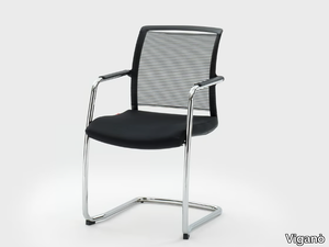 WINNER - Cantilever fabric chair with armrests _ Viganò