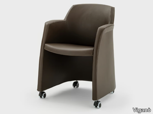 MISS GRACE - Leather chair with castors with armrests _ Viganò