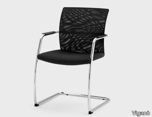 QUEEN MESH - Cantilever fabric chair with armrests _ Viganò