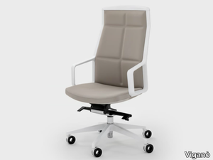 ADELE - Height-adjustable leather office chair with castors _ Viganò