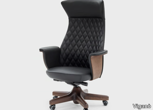 CHARME - Leather executive chair with 5-spoke base with castors _ Viganò