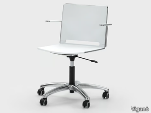 DAISY - Plastic office chair with armrests with 5-Spoke base _ Viganò