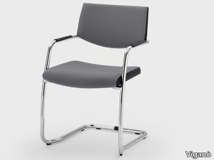 LOGIKA - Cantilever fabric reception chair with armrests _ Viganò