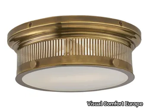 ALDERLY - Small Flush Mount in Antique Brass with White Glass _ Visual Comfort Europe