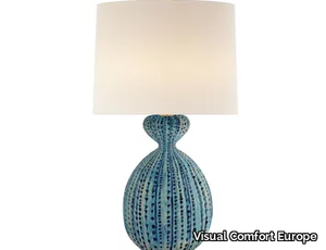 GANNET - Table Lamp in Pebbled Aquamarine with Linen Shade _ Visual Comfort Europe