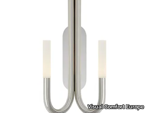 ROUSSEAU - Double Wall Sconce in Polished Nickel with Etched Crystal _ Visual Comfort Europe