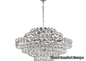 SANGER - Large Chandelier in Polished Nickel with Crystal _ Visual Comfort Europe
