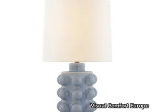 VEDRA - Medium Table Lamp in Polar Blue Crackle with Linen Shade _ Visual Comfort Europe