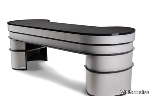 WALL STREET - Oval leather office desk with drawers _ Visionnaire