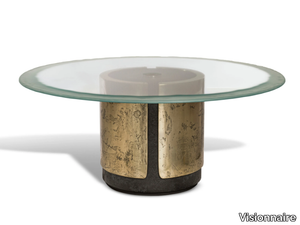 AMOS - Round sandblasted glass dining table _ Visionnaire