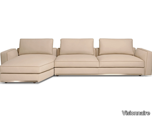 BASTIAN LOUNGE - 3 seater leather sofa with chaise longue _ Visionnaire