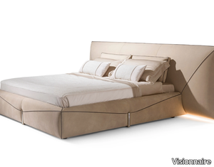 BASTIAN - Nabuk double bed with upholstered headboard _ Visionnaire