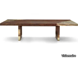 VALIANT - Rectangular wood and marble table _ Visionnaire