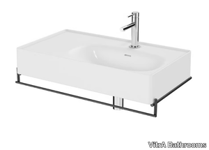 EQUAL - Wall-mounted ceramic washbasin with integrated countertop with towel rail _ VitrA Bathrooms