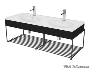 EQUAL - Double wooden vanity unit with towel rail _ VitrA Bathrooms