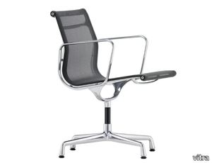 ALUMINIUM CHAIR EA 108 - Swivel with 4-spoke base fabric chair with armrests _ Vitra