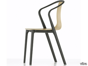 BELLEVILLE ARMCHAIR WOOD - Stackable wooden chair with armrests _ Vitra