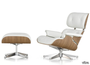 EAMES LOUNGE CHAIR & OTTOMAN WHITE VERSION - Swivel leather armchair with footstool _ Vitra