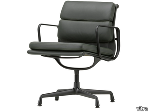 SOFT PAD CHAIR EA 208 - Swivel with 4-spoke base leather chair with armrests _ Vitra