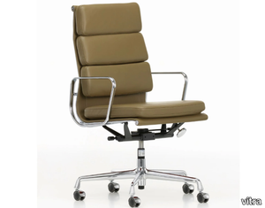 SOFT PAD CHAIR EA 219 - Upholstered leather office chair with 5-Spoke base _ Vitra