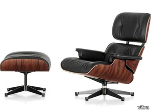 EAMES LOUNGE CHAIR & OTTOMAN - Swivel leather armchair with footstool _ Vitra