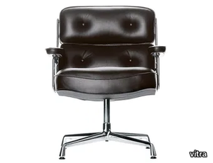 LOBBY CHAIR ES 105 - Swivel leather armchair with 4-spoke base _ Vitra