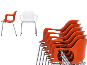 HAL RE ARMCHAIR TUBE STACKABLE - Stackable chair with armrests _ Vitra