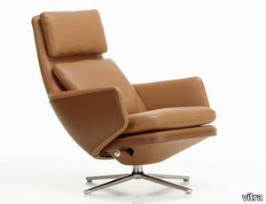 GRAND RELAX - Recliner leather armchair with headrest with 4-spoke base _ Vitra