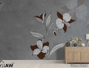 BLOOM - Fire retardant washable nonwoven wallpaper with floral pattern _ WALLYART