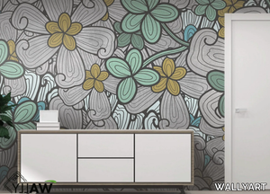 CASSANDRA - Fire retardant washable nonwoven wallpaper with floral pattern _ WALLYART