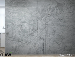 CHART - Fire retardant washable nonwoven wallpaper with map _ WALLYART